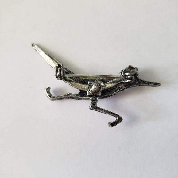 VTG STERLING Silver & Turquoise ROADRUNNER Bird BROOCH - Picture 4 of 5